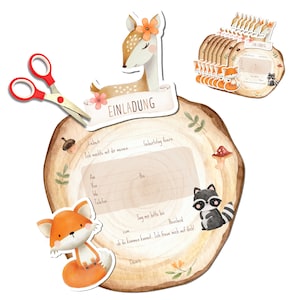 Cartes d'invitation d'animaux mignons pour l'anniversaire des enfants | Invitations d'anniversaire enfants | Cartes d'invitation bohème à réaliser soi-même | Faire-part bricolage