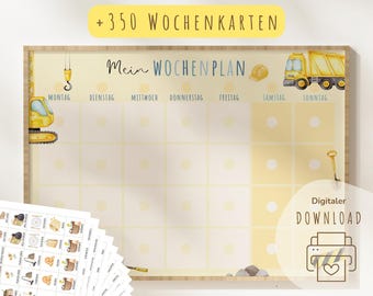 Weekplanner voor kinderen | Weekplanner voor kinderen | Montessori weekplanner | Afdrukbare weekplanner | Digitale download | Dagplanner | Digger