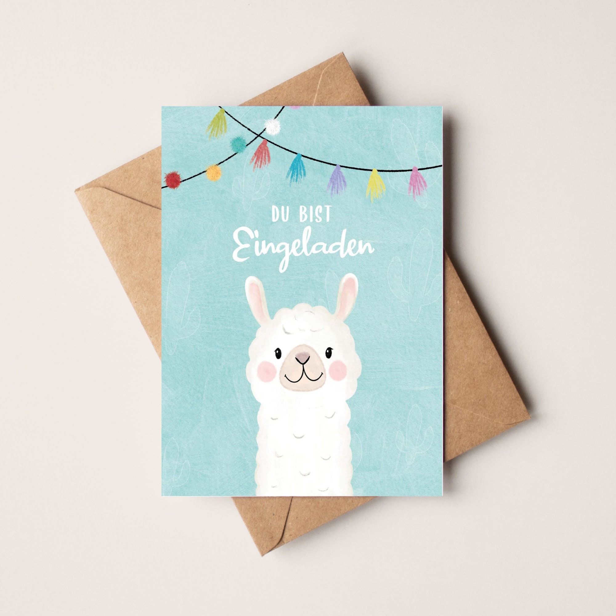 Sweet alpaca invitation cards for children's birthday | Birthday invitations for children | Children's birthday invitation cards with alpaca