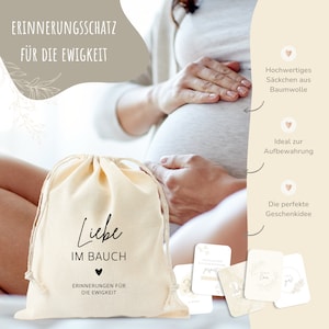 42 Meilensteinkarten Schwangerschaft zum Ausfüllen inkl. Baumwollsäckchen, Geschenk zur Schwangerschaft, Schwangerschaft Geschenk beige Bild 6