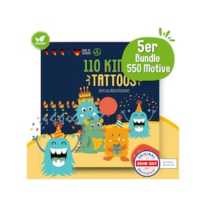 550 hautfreundliche Hauttattoos für Kinder, Monster Tattoos, Monster Geburtstag, Monster Party, Mitgebsel Kindergeburtstag