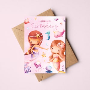 Cartes d'invitation sirène anniversaire d'enfant sirène | Invitations d'anniversaire pour les filles | Fête d'anniversaire des enfants sirène