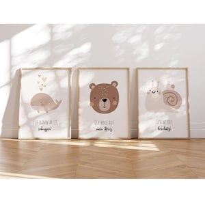 MeinBaby123® Juego de 3 imágenes de afirmación DIN A4 | Cuadros cartel decoración habitación infantil | Afirmación, motivación, confianza en uno mismo | (Conjunto V5)