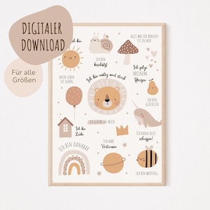 Descarga digital MyBaby123® | Imagen de afirmación | Cuadros de habitaciones infantiles | Póster habitación infantil | Decoración de la habitación del bebé | Mural (V1)