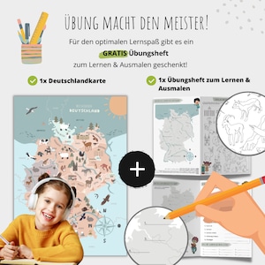 MeinBaby123® DIN A2 Deutschlandkarte für Kinder Kinderzimmer Bilder Deutschland Lernposter Premium Qualität Deutschlandkarte Bild 6