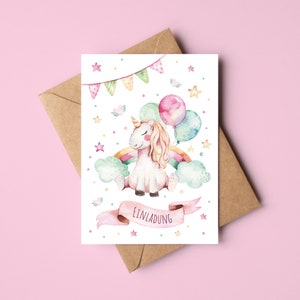 Cartes d'invitation licorne pour anniversaire d'enfant | Invitations d'anniversaire pour les filles | Cartes d'invitation licorne