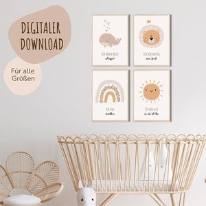 Descarga digital MyBaby123® | Conjunto de 4 imágenes de afirmación | Cuadros de habitaciones infantiles | Póster habitación infantil | Decoración de la habitación del bebé | Murales (V6)