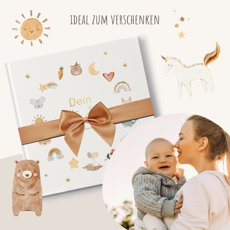 Babytagebuch 'Mein erstes Jahr' Erinnerungsbuch Baby Geschenkidee zur Geburt Zauberhafte Momente für die Ewigkeit festhalten beige Bild 9