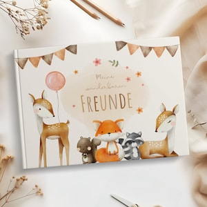 Amigos reservan lindos animales del bosque para niños | Álbum de la Amistad Boho | Álbum de amigos jardín de infantes y escuela | Libro de la amistad tapa dura.