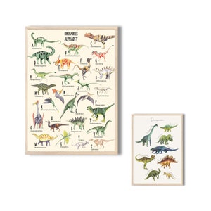 MeinBaby123® A2 Dino Poster doppelseitig | Dinosaurier Babyzimmer Bild | Kinderzimmer Wandbild | Kinderzimmer Deko (Poster doppelseitig V2)