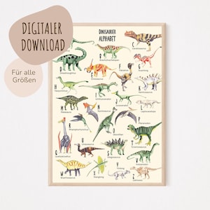 MeinBaby123® Digitaler Download | Dino ABC Poster | Bilder Kinderzimmer | Kinderzimmer Poster | Lernposter | Alphabet Poster (Dino ABC V1)