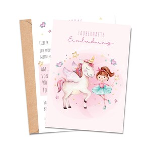 Princess invitation cards children's birthday princess Birthday invitations for girls Invitation cards with unicorn and princess image 4