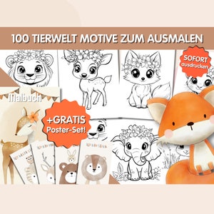 100 süße Tier Ausmalbilder für Kinder | Ausmalvorlagen Tiere | Malbuch PDF |Malvorlagen Ausdrucken | Ausmalbilder PDF, Ausmalvorlagen Kinder