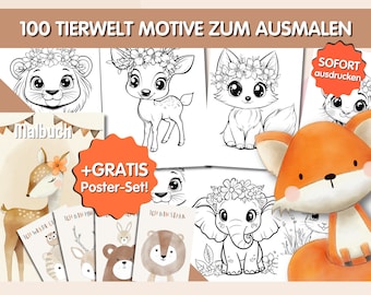 100 cute animal coloring pages for kids | Animal coloring pages | PDF coloring book | Printable coloring pages | PDF coloring pages, children's coloring pages