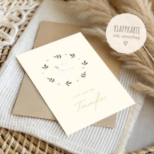 Carte de baptême | Carte de baptême | Carte cadeau baptême | Carte de voeux garçon fille | Carte pour le Saint Baptême | plaqué or avec enveloppe