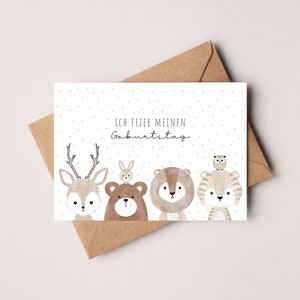 Schattige dieren uitnodigingskaarten voor kinderverjaardag | Verjaardagsuitnodigingen voor kinderen | Boho uitnodigingskaarten voor kinderverjaardagen