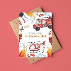 MeinBaby123® Tarjetas de invitación Cumpleaños infantiles Bomberos | Invitaciones de cumpleaños para niños | incluidos sobres | V19