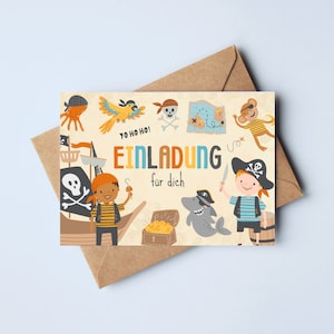 Piratenuitnodigingskaarten voor kinderverjaardagen | Verjaardagsuitnodigingen voor jongens | Piraten kinderverjaardagsuitnodigingskaarten