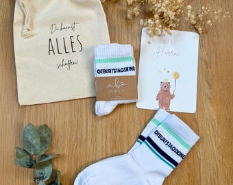 Birthday socks | Birthday gift | Children's birthday gift idea | Children's birthday outfit | Tennis socks for boys | Blue