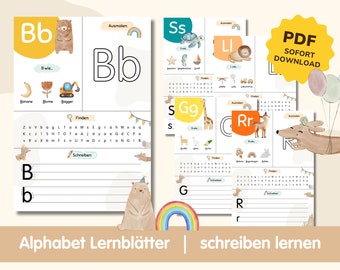 ABC Buchstaben Lernen | Arbeitsblätter zum Buchstaben lernen | Vorschulkind Lernmaterial | Vorschule, Digitale Lernblätter |  ABC lernen