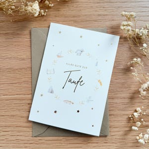 Carte de baptême | Carte de baptême | Carte cadeau baptême | Carte de voeux garçon fille | Carte pour le Saint Baptême | plaqué or avec enveloppe