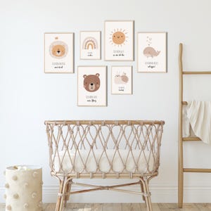 MeinBaby123® Juego de 6 imágenes de afirmación en formato DIN A4 y A5 | Imágenes Póster Decoración Habitación Infantil | Afirmación, motivación, autoconfianza | (V3)