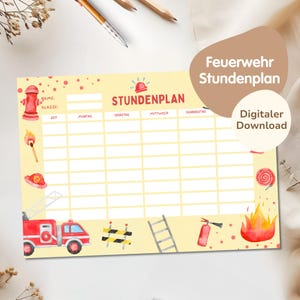 Digital timetable for children PDF for download | School timetable | Printable timetable | Boy&#39;s timetable - Fire Department