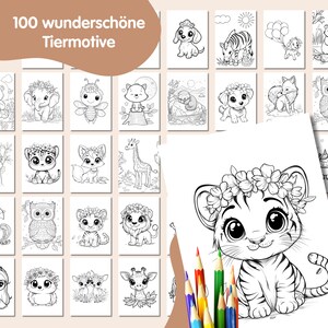 Puede incluir: Un conjunto de 100 p&aacute;ginas para colorear con ilustraciones de animales adorables. Los animales est&aacute;n dibujados en un estilo de dibujos animados e incluyen una variedad de especies, como un tigre, una jirafa, un b&uacute;ho y un zorro. Las p&aacute;ginas para colorear son perfectas para ni&ntilde;os de todas las edades.