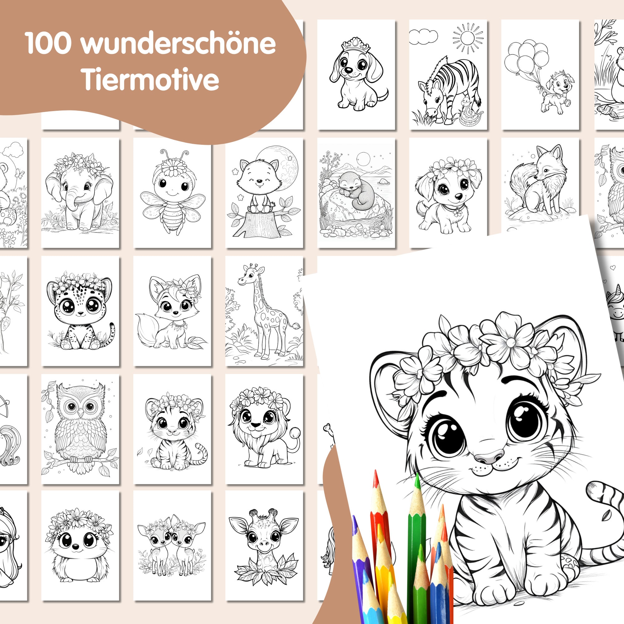 100 Cute Animal Coloring Pages for Kids | Animal Coloring Pages | PDF ...