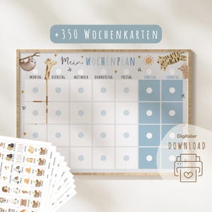 Wochenplan für Kinder | Kinder Wochenplan | Wochenplaner Montessori | Wochenplan zum Ausdrucken | digitaler Download | Tagesplan | Boho Blau