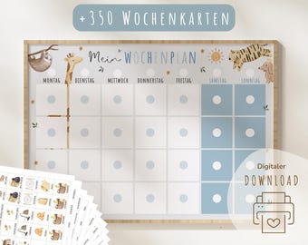 Weekly planner for children | Kids' weekly planner | Montessori weekly planner | Printable weekly planner | Digital download | Daily planner | Boho Blue