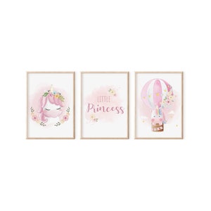 MeinBaby123® set of 3 DIN A4 unicorn pictures children's room | Poster children's room decoration | Baby room decoration | Murals (Unicorn V5)