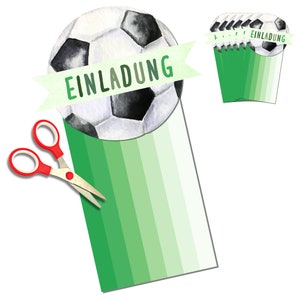 Tarjeta de invitación de fútbol para cumpleaños infantil |  Tarjeta de invitación cumpleaños infantil fútbol | Haz tus propias invitaciones de cumpleaños de fútbol.