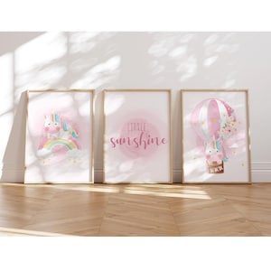 MeinBaby123® Juego de 3 imágenes de unicornios DIN A4 para habitación infantil | Póster decoración de la habitación de los niños | Decoración de la habitación del bebé | Murales (Unicornio V6)