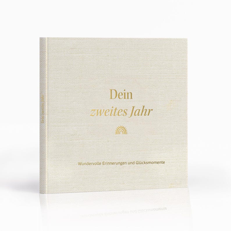 Babydagboek Mijn Eerste Jaar Linnen Omslag Verguld | Babyherinneringsboek | Geboortecadeau | Leg Magische Momenten Vast (Linnen) 1x Dein zweites Jahr