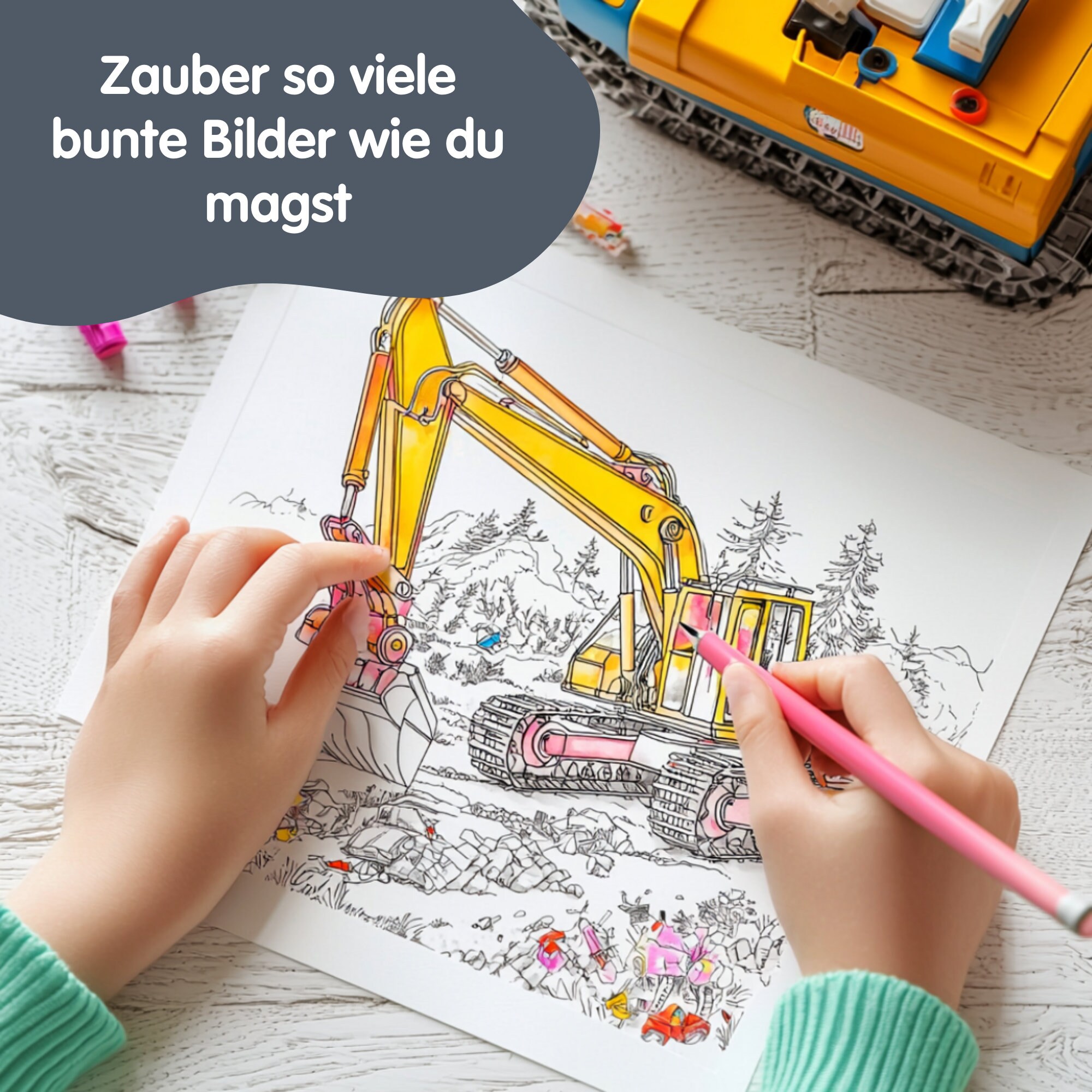 BAGGER Malbuch Für Kinder 3-8 Jahre – Ausmalen & Zeichnen Von Baggern, Aktivitätsbuch Für Kleine Baustellenfans