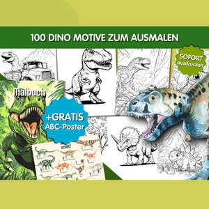 100 Dino Ausmalbilder für Kinder, Dinosaurier Malseiten, druckbare Dino Malvorlagen, Dino Ausmalbilder PDF, Dino Malbuch, MalvMalbuchseiten