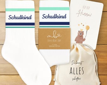 Calzini Schulkind 2025 In Cotone Con Portachiavi Angelo Custode - Regalo Primo Giorno Di Scuola Per Bambini E Bambine