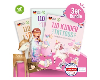 MeinBaby123® 330 hautfreundliche Hauttattoos für Kinder, Einhorn, Prinzessin & Feen, Geschenk für Mädchen, Mitgebsel Kindergeburtstag