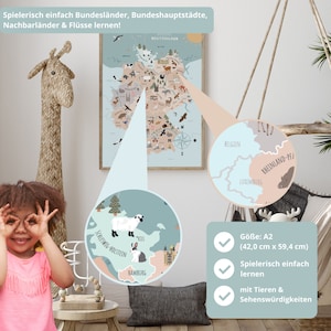 MeinBaby123® DIN A2 Deutschlandkarte für Kinder Kinderzimmer Bilder Deutschland Lernposter Premium Qualität Deutschlandkarte Bild 5