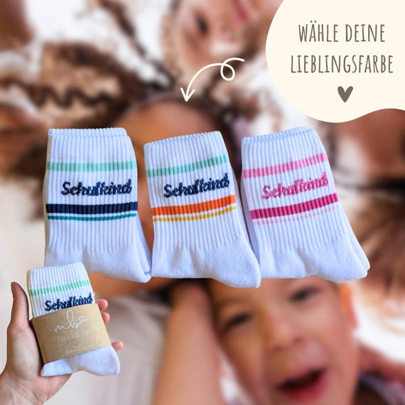 RF&CM Bestickte Kindergarten Socken - Lustige Kindersocken Als Geschenk Für Kitakinder 2-4 Jahre