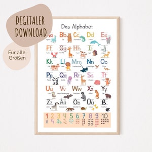 MyBaby123® Digital Download ABC Posters Pictures children's room Nursery Posters Learning Poster Mural Alphabet animals german image 1