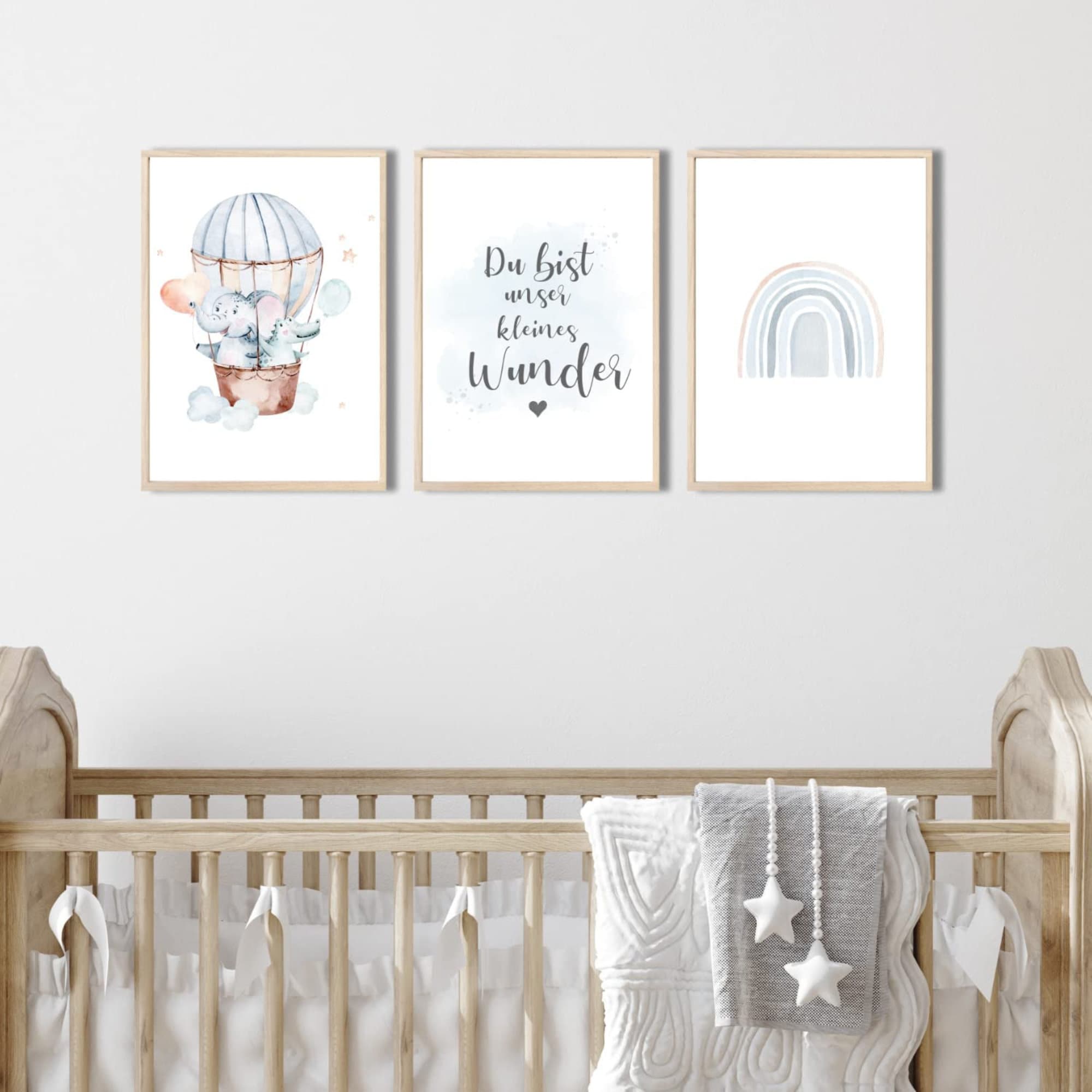 Poster Mondo Subacqueo MeinBaby123 - Set Da 3 Pezzi DIN A4, Balena, Medusa, Tartaruga Per Cameretta