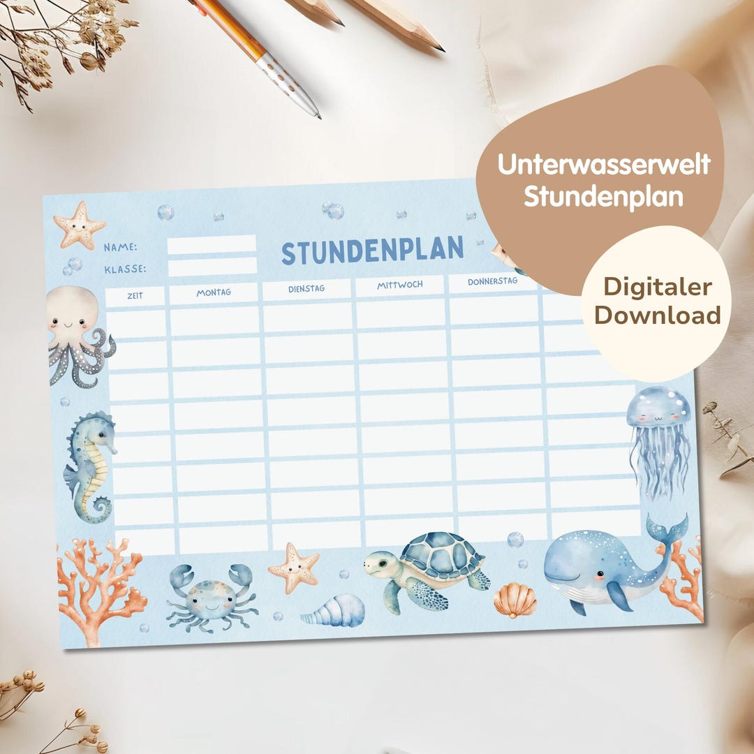 PDF Stundenplan für Mädchen und Jungs zum Herunterladen | Stundenplan