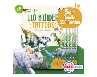 MeinBaby123® 550 skin-friendly skin tattoos for children, dino skin tattoos, dinosaur tattoos, gift boys, children's birthday party bags