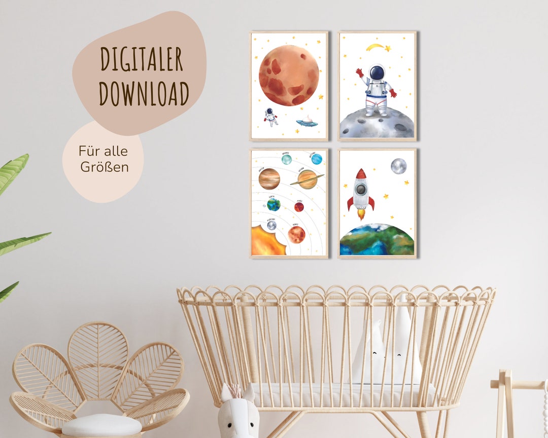 Meinbaby123® Digital Download | Space Poster Set of 4 | Astronaut ...