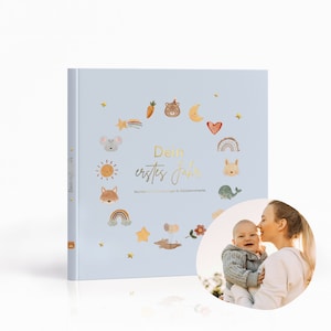 Diario de bebé 'Mi primer año' | Libro de recuerdos bebé | Idea de regalo para un nacimiento | Capture momentos mágicos para la eternidad (azul)