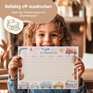 Digital timetable for children PDF for download | School timetable | Printable timetable | Timetable for boys and girls cars