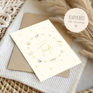 Tauf Karte | Karte zur Taufe | Taufe Geschenk Karte | Glückwunschkarte Junge Mädchen | Karte für die heilige Taufe | vergoldet inkl Umschlag