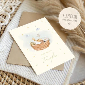 Carte de baptême | Carte de baptême | Carte cadeau baptême | Carte de voeux garçon fille | Carte pour le Saint Baptême | plaqué or avec enveloppe